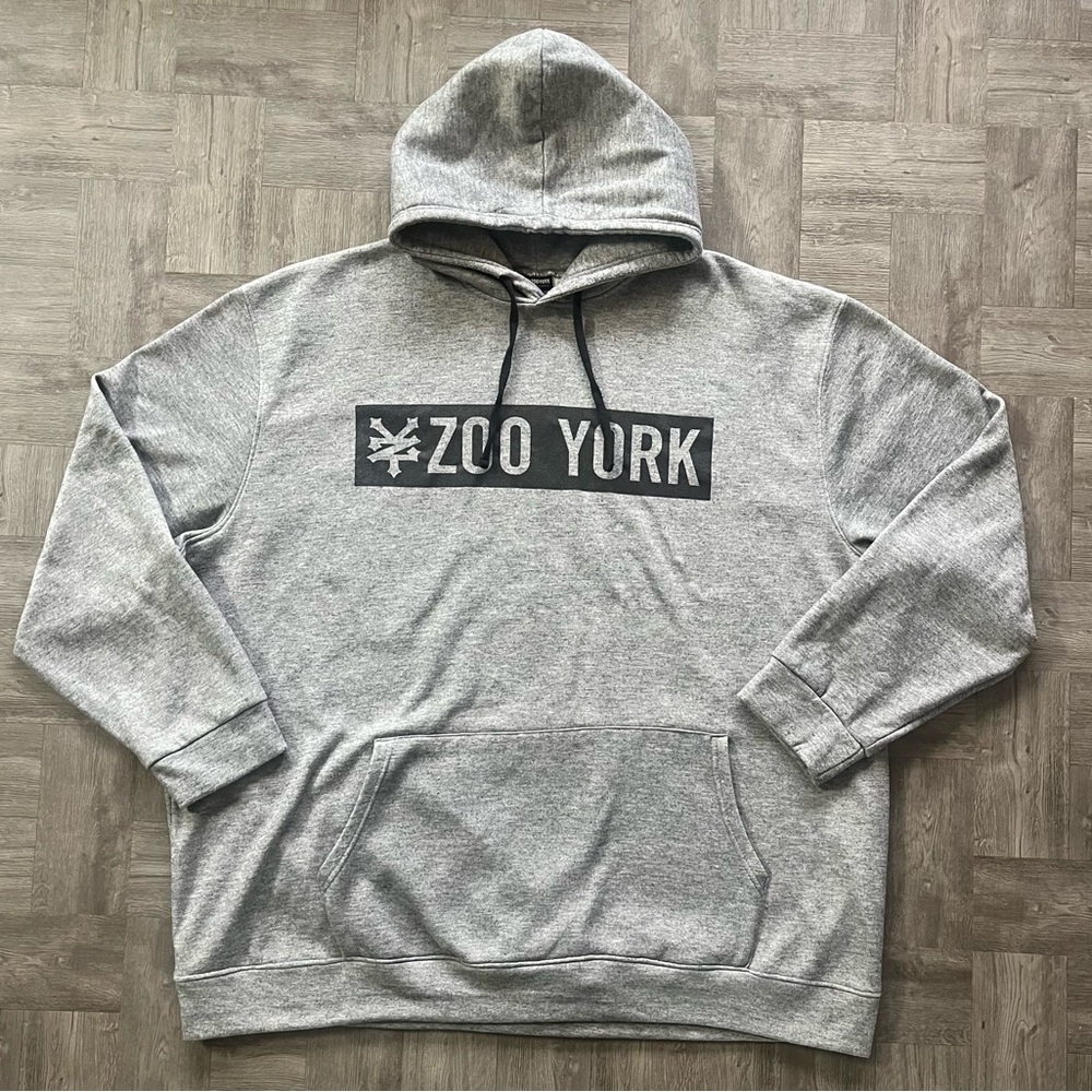 Zoo York Hoodie Mens 4XLT Gray Pullover Fleece Skateboarding Vtg Y2K Skater Tall